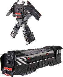 Transformējams robots lokomotīva – melns metāla mini robots 10 cm