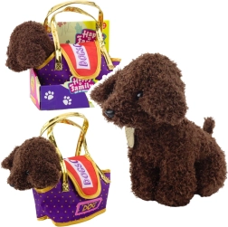 Plush Poodle in Velcro-Closure Bag – Dark Brown