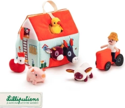 Lilliputiens salokāma ferma ar 6 dzīvnieciņiem, zemnieku un traktoru 18 m+