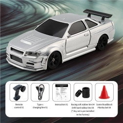 RC driftējošā automašīna 1:43, balta, ar piederumiem