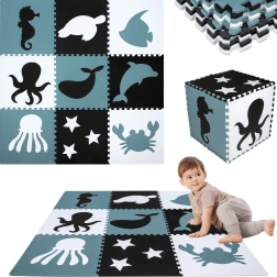 Liela putu rotaļu paklājiņš XXL 180 × 180 cm – jūras dzīvnieki HUMBI