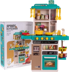 Bērnu interaktīvā virtuves rotaļlieta ar tvaiku, gaismām un skaņām, 50 detaļas – Zila