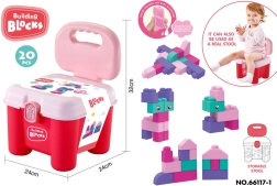 Set of soft building blocks with storage sketch seat – pink