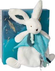 Dāvanu komplekts Doudou – plīša zaķītis ar mīļmantiņu 25 cm, zils