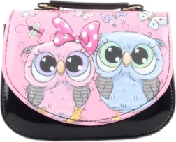 Bērnu somiņa ar pūcītēm, melna