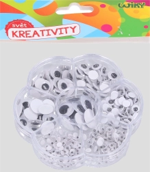 Self-adhesive googly eyes – mixed sizes, sheet 10 × 10 cm