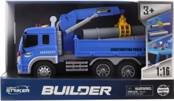 Battery-powered construction vehicle with sounds and flywheel