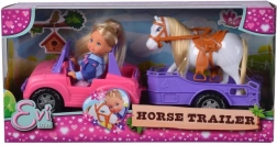 Leļļa Evi Love ar džipu un piekabi zirgam