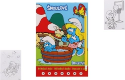 Krāsojamā grāmata Smurfi – punktu savienošanas uzdevumi ar zīmuli un dzēšgumiju