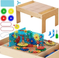 Koka STEM galds MASTERKIDZ ar konstrukcijas komplektu un paneļiem