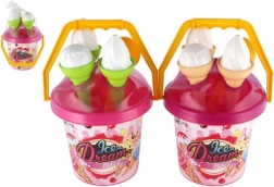 Smilšu komplekts saldējums rozā spainis