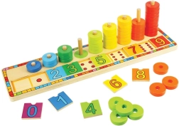 Koka mācību skaitīšanas dēlis ar gredzeniem BIGJIGS