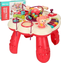 Interaktīvs izglītojošs galdiņš ar klavierītēm un bungām, rozā Bibi-inn