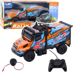 RC kravas automobilis – oranži-zils tālvadāms kravas auto