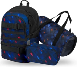 BAAGL set backpack, pencil case and sports bag Skate Indigo