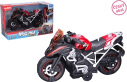 Sarkans skrūvējamais motocikls ar efektiem