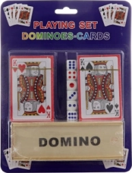 Spēļu kāršu, kauliņu un domino komplekts