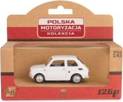 Metāla automašīnas modelis Fiat 126p PRL baltā krāsā, 1:43