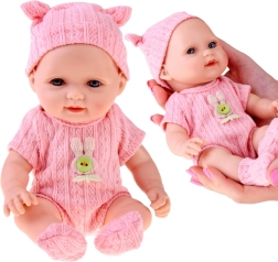 Cute Baby Doll 26 cm in Knitted Onesie with Cap