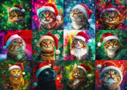 Enjoy Puzzle Ziemassvētku kaķi 1000 gabaliņi