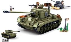 Sluban Army vidējais tanks 2v1 un pretgaisa lielgabala būvkomplekts