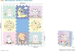 Mīkstas putu puzles ar dzīvnieciņiem 32 × 32 cm, 9 daļas