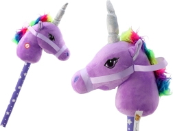 Plīša hobby horse vienradzis uz kāta, violets, ar skaņām