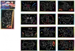 Skrāpējami mirdzoši attēli, krāsaini, 15 × 10 cm