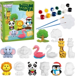 Woopie radošā DIY krāsošanas komplekts – ģipša dzīvnieciņu atlietes izkrāsošanai