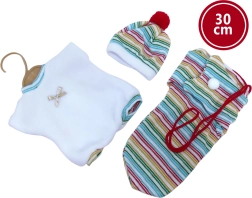 Llorens apģērbs lellītei 30 cm – 3 daļu komplekts ar pārnēsājamo somu