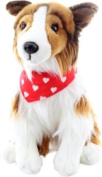 Pūkaina rotaļlieta Garspalvainais kolijs ar lakatiņu