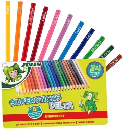 DELTA Triangular Colored Pencils, 24 colors, metal tin