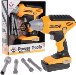 Interaktīvais bērnu urbis 3+ dzeltens ar 4 maināmiem bitiem un izņemamu bateriju