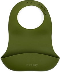 Silikona priekšautiņš NEW BABY olīvzaļā krāsā