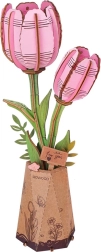 3D koka puzle rozā tulpe