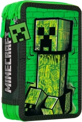 two-compartment pencil case with Minecraft supplies