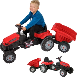 Pedāļu traktors Farmer GoTrac Maxi ar piekabi – klusi riteņi