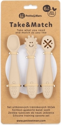 Petite&Mars 3 silikona treniņkarotīšu komplekts Take&Match desert sand 6m+
