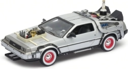 Metāla DeLorean automašīnas modelis no filmas “Atpakaļ nākotnē III” mērogā 1:24