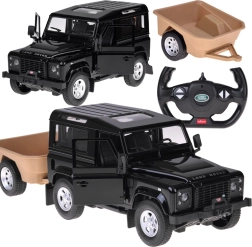 Rastar Land Rover Defender 1:14 RC ar piekabi – melna