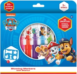 Pūšamie flomāsteri ar trafaretu PAW PATROL, 10 gab., kārbiņa 20 × 19 cm