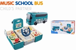 Interactive foldable bus with steering wheel for children