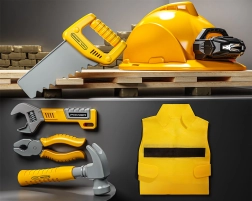 Tool Set with Helmet and Headlamp for Children