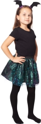 Girls' witch costume with tutu skirt and headband with bat wings