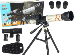 Educational scientific telescope with phone holder white