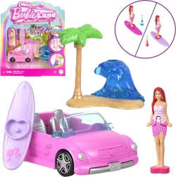 Mattel Mini Barbie Land kabriolets ar mini Barbie lellīti un krāsu maiņu