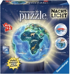 Ravensburger 3D spīdošā puzzleball Nakts globuss 72 gabali
