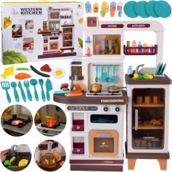 Interactive kids’ kitchen with steam, lights and sounds, beige