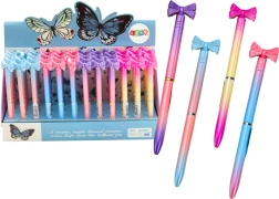 Lodīšu pildspalva ar bantīti, krāsaina, zils tinte 0,7 mm