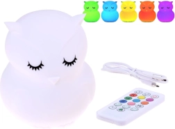 Silikona naktslampiņa pūce ar tālvadību RGB